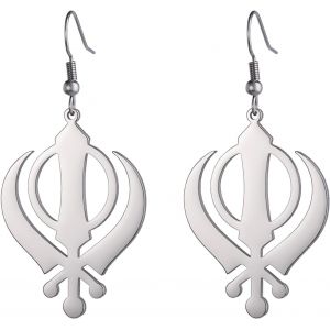 Kal-Khanda Sikh Épée Symbole Collier Sikh Kara Disque Pendentif Sikhisme Symbole Religieux Sikh Khanda Bijoux Punjabi Épée Protection Amulette Femmes Hommes - Neuf