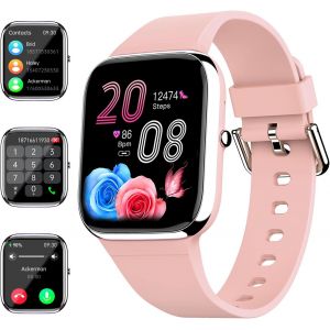 Montre Connectée Homme Femme, Répondre/Passer Des Appels, 1.85"" Hd Smartwatch Avec 110+ Modes Sportifs/Podometre/Sommeil/Cardiofrequencemetre, Etanche, Montre Intelligente Pour Android Ios (Rose) - Neuf