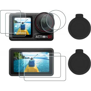 Lot de 2 films de protection d'écran pour DJI Osmo Action5 Pro, avec 2 coques en silicone, film de protection d'écran en verre trempé pour DJI Action 5 Pro, Ultra HD, dureté 9H, anti-rayures - Neuf