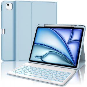 Winchking Clavier Pour Ipad Air 13 Pouces M3 2025 - Coque Clavier Pour Ipad Air 13 Pouces M2 2024, Rétroéclairage 7 Couleurs, Azerty[Z1077] - Neuf