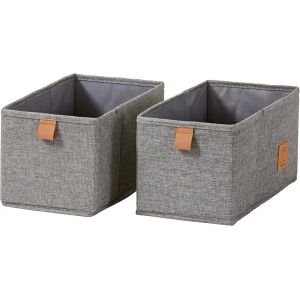 MEVRONISSHOP-LOVE IT STORE IT ¿ Premium ¿ Lot de 2 Boîtes de Rangement Tissu 15x30x15cm ¿ Organisateur Tiroir Vêtement Pliable ¿ Lin Gris ¿ Pour Commode, Dressing, Sous-Vêtement - Neuf