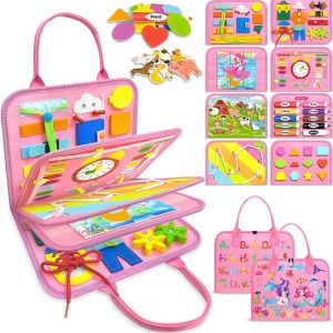 JGD-Busy Board Montessori Bébé 1 2 3 4 Ans, Valise Sensorielle Activité Voyage Enfant, 0-3 Ans Activités éducatives, Busy Bag Montessori Feutrine, Cadeau pour Garcon Fille, Jeu motricité Fine - Neuf