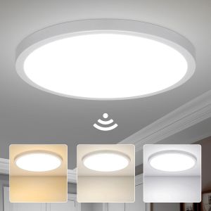 Subzonal-Plafonnier Led 28w 2800lm Avec Radar Et Capteur Cr&eacute;pusculaire, &Oslash;30cm 3 Couleurs 3000k 4000k 6000k Plafonniers Ronds Avec D&eacute;tecteur De Mouvement Pour Couloirs, Escaliers, Porche, Garage, Balc - Neuf