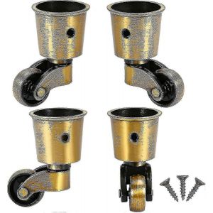 4 Pièces Roulettes Pivotantes,Roulettes Rondes En Cuivre Roulettes Antiques Ise Portable Peut Pivoter 360 Pour Canapé / Chaise / Table Basse / Étagère Charge 150kg - Neuf