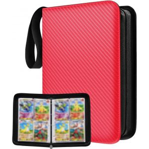 Mdy-Classeur Carte Album 50 Pages 400 Cartes Compatible Diverses Cartes (Rouge) - Neuf
