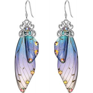 Chenquansarl-Boucles D'oreilles En Forme D'ailes De Papillon Avec Strass En Cristal Et Crochet Pour Femme Bleu Argent&eacute;, Cristal - Neuf