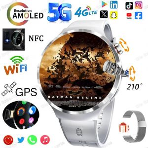 2025 Nouvelle Montre Intelligente 4G/5G Sim Complet Netcom Wifi Nfc Gps 32Gb Montres Pour Homme 32Gb Stockage Hd Caméra Smartwatch Pour Ios/Android.Silver22Milan.32Gb 3Gb - Neuf
