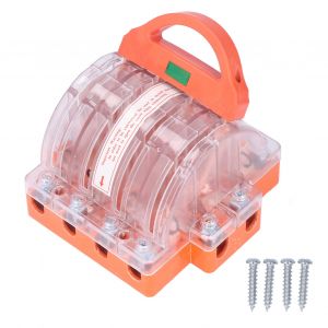 HJLIAN Interrupteur a couteau 4 poles en cuivre, disjoncteur electrique transparent a deux directions avec lumiere LED pour appareil electromenager 63 A AC 380 V - Neuf