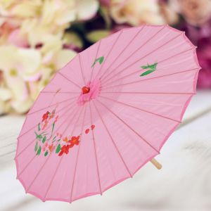 Parapluie artisanal de style chinois en papier huile, accessoire de decoration de mariage (rose) - Neuf