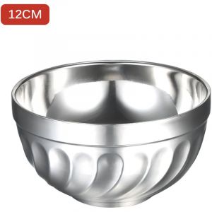 3 Bols En Acier Inoxydable Anti-Brûlure Bols À Isolation Thermique À Double Paroi Antidérapants Bols À Soupe Bols Incassables, Argent 12 Cm + 13 Cm + 14 Cm - Neuf