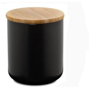 Cmws-Boîte De Rangement Alimentaire En Céramique Hermétique Avec Couvercle En Bambou Scellé Pour Thé, Sucre, Café, Noix, Épices (Noir, 800 Ml) - Neuf