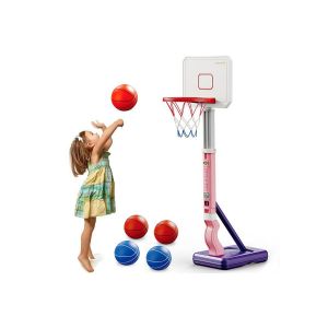 Panier De Basket-Ball R&eacute;glable Pour Enfants, Syst&egrave;me D'entra&icirc;nement Portable Pour Int&eacute;rieur Et Ext&eacute;rieur - Rose - Neuf