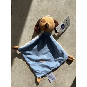 Doudou P&rsquo;tit chien Mots d&rsquo;enfants mouchoir bleu jouet b&eacute;b&eacute; animal naissance - Neuf