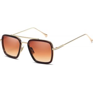 Lunettes De Soleil Hommes Femmes Rétro Pilote Carré Cadre En Métal Rectangle Classique Mode Lunettes - Neuf