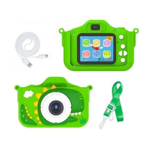 Shop-Story - Dinocam_Vert : Appareil Photo Num&eacute;rique Dinosaure Pour Enfants 1080p Cam&eacute;ra Avant/Arri&egrave;re & Jeux - Vert - Neuf