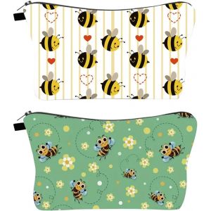 Trousse de Maquillage Abeille Sac de Maquillage Femme Sac à Cosmétiques Enfant Trousse de Toilette de Voyage Trousse de Maquillage Cadeau Trousse à Crayons - Neuf
