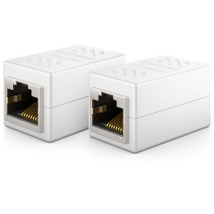 2 Pièces RJ45 Coupleur (1000 Mbit) Gigabit Câble LAN Rallonge Câble Réseau Ethernet Adaptateur Connecteur Compatible avec Cat8,Cat7,Cat6,Cat5 Câble Patch DSL POE 2X RJ45 Femelle-Blanc - Neuf