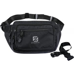 KALANKA-Sac Banane Homme Grand Capacité Léger Sacoche Banane avec 4 Poches et Boucle à Dégagement Rapide pour Sports Randonnée Cyclisme Promenade Chien - Noir - Neuf