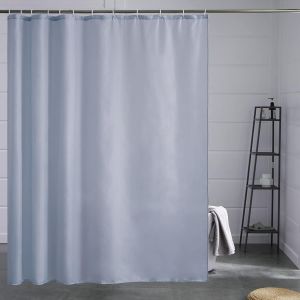 Rideau de Douche Bleu Gris Anti Moisissure Tissu Polyester Lavable en Machine Rideaux de Bain Imperm&eacute;able pour Baignoire avec 12 Anneaux 200x200cm - Neuf
