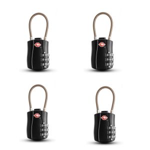 Lot De 4 Cadenas &Agrave; Bagages Tsa, Cadenas De S&eacute;curit&eacute; &Agrave; 3 Chiffres, Cadenas &Agrave; Combinaison, Cadenas &Agrave; Code Pour Valises Et Sacs De Voyage - Neuf