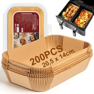 Papier Cuisson pour Ninja Air Fryer,200 Pi&egrave;ces 20,5x14cm Rectangulair Paper Liners Friteuse Sans Huile Accessoires compatible avec Dual Zone Airfryer et Ninja Double Stack XL - Neuf