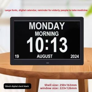 Horloge calendrier num&eacute;rique avec date et heure Horloge Alzheimer pour parents, Rappel de m&eacute;dicaments pour grands-parents et enfants 10 pouces noir - Neuf