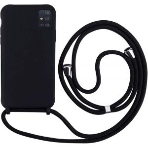 Meivs Housse Compatible Avec Samsung Galaxy A41 R&eacute;glable Collier Sangle De Cou Lacet Silicone Noir - Neuf
