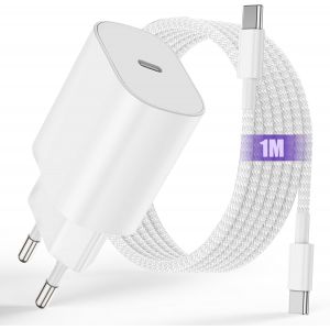 Chargeur iPhone 17 16 15, 25W USB C Chargeur iPad Adaptateur Rapide avec 1m C&acirc;ble USBC to C pour iPad 12.9/11 inch, Air 5 4/iPad Pro 13/11,iPad 10/11/A16, IPhone 17 16 15 Pro Max Plus - Neuf