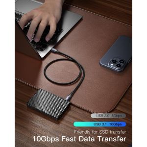 Senior-C&acirc;bles Usb C Courts 20Cm/0,2M 10 Gbps Usb 3.1 Gen2 Type C Android Auto Qc3.0 3,1A Usb A Vers C Chargeur Rapide Pour Samsung Note20 Galaxy S23/S22/S21 Z Flip 5 Tab S9 Pixel 8 Pro Gris[L1254] - Neuf