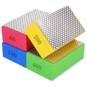 Lot de 4 blocs &eacute;ponges &agrave; poncer pour polir le granit, le marbre, le carrelage, le verre, le m&eacute;tal et le bois. - Neuf