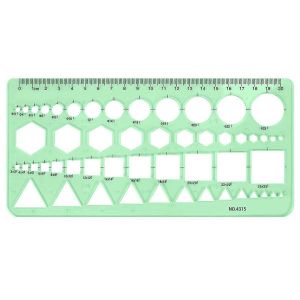 Vert en plastique cercles carrés hexagones modèle géométrique règle 0-20cm - Neuf