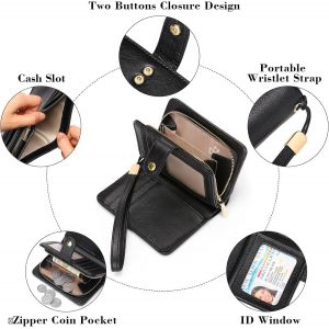 CAUC-Portefeuille Femme Cuir Petit Porte Monnaie Femmes RFID Blocage Court Portefeuilles avec Fermeture &eacute;clair Poche &agrave; Monnaie - Neuf