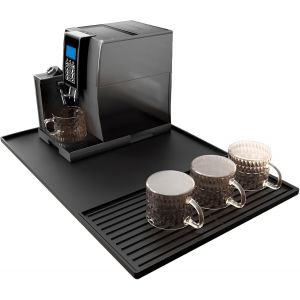 Jexnovashop-Tapis Machine A Caf&eacute;, 60 X 40 Cm Grand Tapis Cafetiere En Silicone Avec Tapis Egouttoir Vaisselle Silicone D&eacute;tachable 40 X 19 Cm, Accessoires De Bar &Agrave; Caf&eacute;, Noir - Neuf