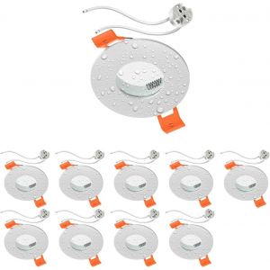 Kal-10 Pièces Cadre D'encastrement Pour Plafond De Salle De Bain Erid, Pièce Humide, Salle De Bain, Ip44, Rond, Blanc Mat, Douille Gu5.3 Incluse - Neuf