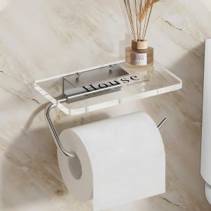 YEMAESRE-Porte Papier Toilette Mural Avec Étagères, Support Papier Toilette Sans Percage Avec 2 Options De Montage, Distributeur Papier Pour Salle De Bain, Salle De Bain, Toilettes, Blanc - Neuf