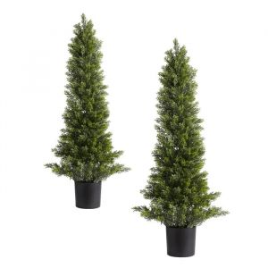 Lot de 2 Arbres Topiaires Artificiels en C&egrave;dre de 914 mm-Duoku-Plantes D&eacute;coratives R&eacute;alistes-pour Usage Int&eacute;rieur et Ext&eacute;rieur - Neuf