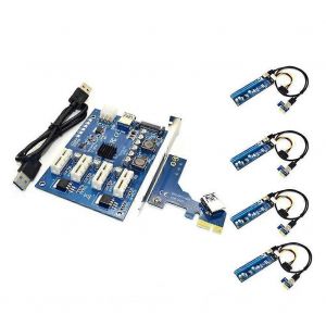 PCI-E X1To4Kit d'extension PCI-E X16 1To4 Port PCI Express Switch Multiplicateur HUB 4 broches USB Riser Card - Neuf