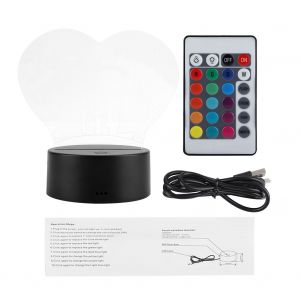 HJLIAN Lampe de bureau tactile 3D 4,5 V USB 7 couleurs (base noire + telecommande) - Neuf