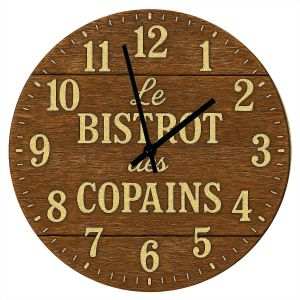 Horloge en verre le bistrot des copains  29 cm - Neuf