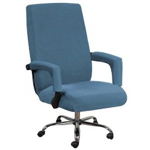 Housse De Chaise De Bureau Avec Accoudoirs, Housse De Chaise De Bureau Extensible Universelle, Housses De Chaise D'ordinateur-Bleu-Grand - Neuf