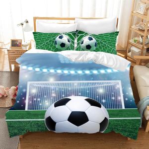 Housse De Couette Football 220&times;240 Cm,Literie Pour Enfants,Housse De Couette Imprim&eacute;e Football 3d + 2 Taies D'oreiller 50 X 75 Cm(Football 3) - Neuf