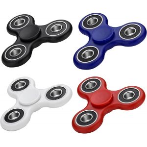 KAL-Fidget Spinner Ensemble De 4 Jouets &Agrave; Main Fidgetspinner Avec Roulements &Agrave; Billes Haute Performance Toupie Anti-Stress En Bleu, Rouge, Blanc Et Noir - Neuf