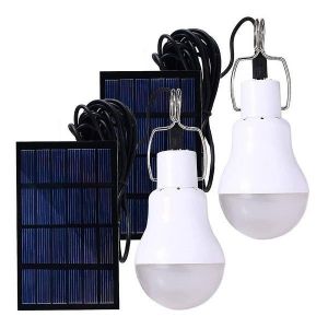 Ensemble De Lampes Solaires Portables Pour Le Camping : 2 Ampoules Led Rechargeables Avec Panneaux Solaires Pour Activit&eacute;s De Plein Air - Neuf