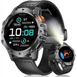 Ef8 Montre Connect&eacute;e Hommes - 1,43"" Amoled, Led Int&eacute;gr&eacute;e, Appel Bluetooth, 120+ Modes Sportifs, Moniteur De Fr&eacute;quence Cardiaque/Sommeil Smartwatch Homme Pour Ios Android, Gris Sid[MON8300564] - Neuf