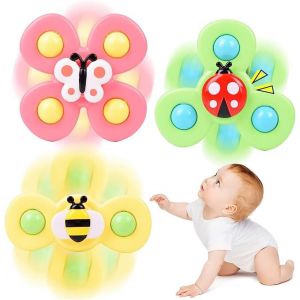 3pcs Spinner Bebe Ventouse,Douchette Bain Bebe,Piscine Bebe,Jouet Bebe 1 An,Jouet De Bain Pour Bebe,Jouet Ventouse Bebe,Baby Spinner Ventouse,Jouet Bain Bebe Pour Tout-Petit,Filles, Gar&ccedil;ons - Neuf