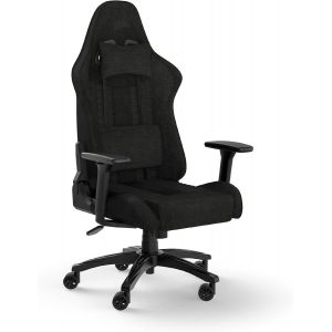 SUBZONAL-TC100 Relaxed Fauteuil Gaming - Tissu - Design Inspir&eacute; des Sports Automobiles - Coussin Lombaire - Coussin Repose-Nuque D&eacute;tachable en Mousse &agrave; M&eacute;moire de Forme - Noir - Neuf
