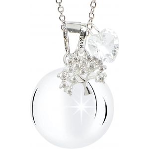 Asas-Appel Anges Arbre Vie Maman Idée Cadeau Grossesse Collier Femme Rappel Des Anges Chaîne Acier,['branche','argent','acier' ],Argent,Cristal - Neuf
