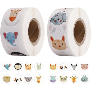 Trahoo-Lot De 1000 Autocollants Ronds D'animaux De Dessin Animé Pour Enfants Avec 16 Motifs D'animaux De Dessin Animé, Rouleau D'autocollants Pour Décoration D'enseignants, Étiquettes De Sceau, Autoc - Neuf