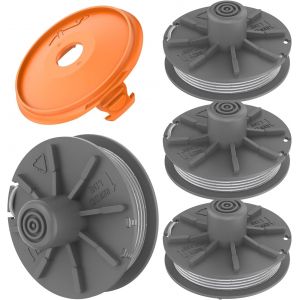 Lot de 4 Bobines de Débroussailleuse et 1 Couvercle de Bobine Compatible avec Turbotrimmer EasyCut 400 Art.8846,ComfortCut450 Art.8847,PowerCut Art.8848,SmallCut 300/23 Art.9805 - Neuf