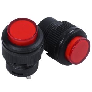 Lot de 2 interrupteurs &agrave; bouton-poussoir momentan&eacute; &agrave; LED rouge, 4 bornes, DC 3 V, SPST, noir et rouge, diam&egrave;tre 12 mm - Neuf